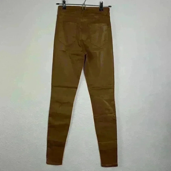 L'Agence Brown Marguerite Skinny High Rise Faux Leather Java Coated Jeans 25 - Picture 3 of 9
